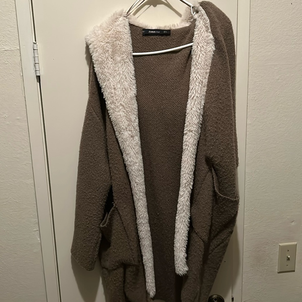 ZARA KNIT HOODED CARDIGAN SIZE SM